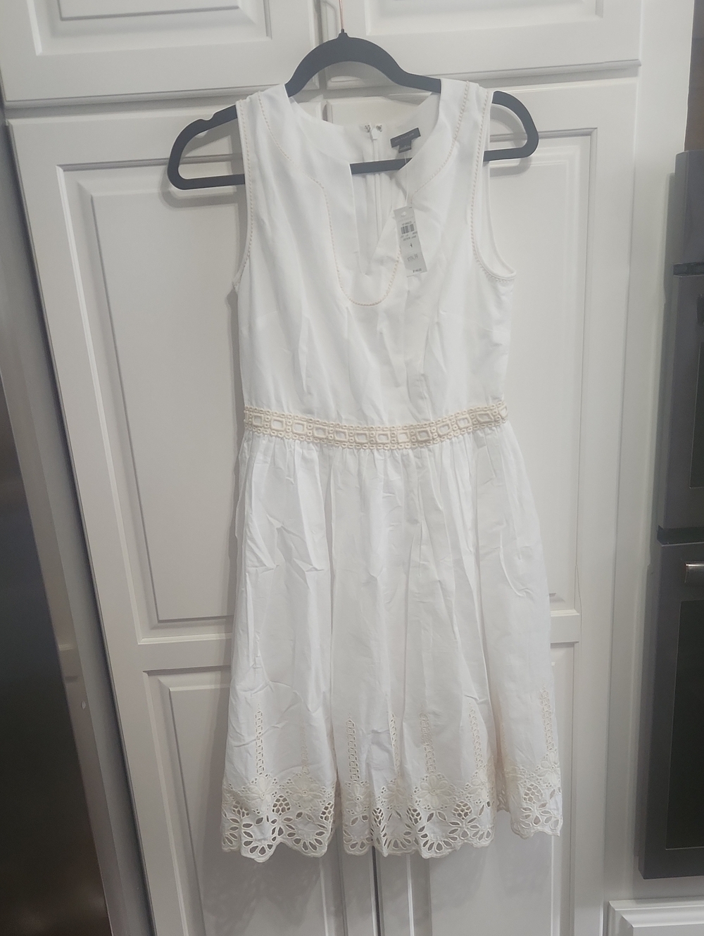 Ann Taylor White Sleeveless Eyelet Fit-and-Flare Dress